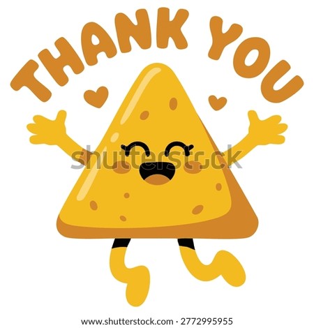 Adorable Tortilla Chip with Grateful Expression for Snack Designs