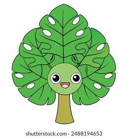 Adorable Tree kawaii vector illustration, perfect for digital and print designs.