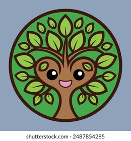 Adorable tree with leaves and roots logo, perfect for your graphic design projects.