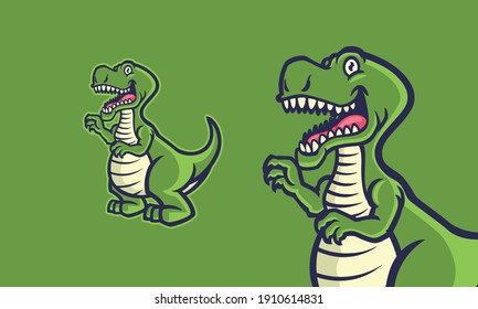 adorable t-rex dinosaur full body illustration