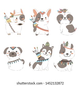 adorable tribal animals illustration for personal project,background, invitation, wallpaper and many more