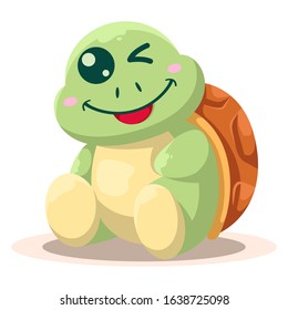 adorable turtle mascot cartoon vector