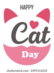 An adorable typography silhouette vector illustration celebrating International Cat Day, perfect for cat lover designs.