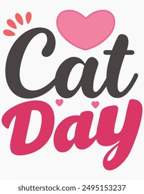 An adorable typography silhouette vector illustration celebrating International Cat Day, perfect for cat lover designs.