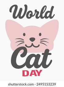 An adorable typography silhouette vector illustration celebrating International Cat Day, perfect for cat lover designs.