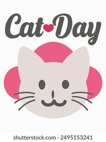 An adorable typography silhouette vector illustration celebrating International Cat Day, perfect for cat lover designs.