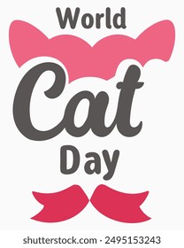 An adorable typography silhouette vector illustration celebrating International Cat Day, perfect for cat lover designs.