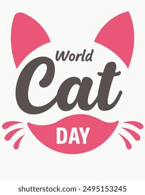 An adorable typography silhouette vector illustration celebrating International Cat Day, perfect for cat lover designs.