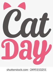 An adorable typography silhouette vector illustration celebrating International Cat Day, perfect for cat lover designs.