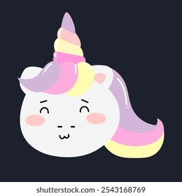 adorable unicorn face character. cry emoticon