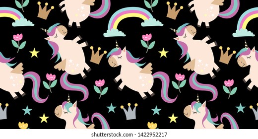 adorable unicorn seamless pattern for kids project, wallpaper, background, scrapbooking and many more