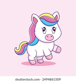 Adorable Unicorn in a Whimsical and Cute Fantasy Illustration