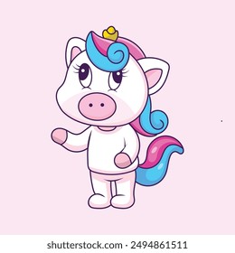 Adorable Unicorn in a Whimsical and Cute Fantasy Illustration