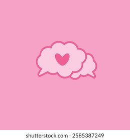 Adorable Valentine chat icon featuring speech bubbles with hearts, soft pastel colors, and a romantic touch. Perfect for dating apps, love messages, and social media. High-quality vector illustration.