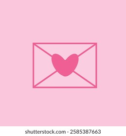 Adorable Valentine envelope with a heart-shaped seal, soft pastel colors, and a romantic touch. Perfect for love letters, greeting cards, and festive designs. High-quality vector illustration.