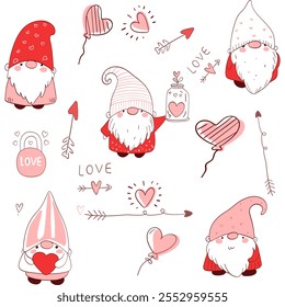 Adorable Valentine Gnomos Colección linda