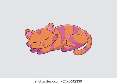 Adorable vector artwork of a sleeping cat, perfect for digital products and graphic design projects.