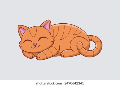 Adorable vector artwork of a sleeping cat, perfect for digital products and graphic design projects.