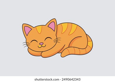 Adorable vector artwork of a sleeping cat, perfect for digital products and graphic design projects.