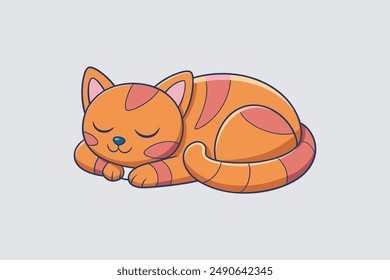 Adorable vector artwork of a sleeping cat, perfect for digital products and graphic design projects.