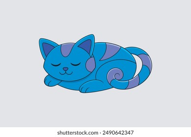 Adorable vector artwork of a sleeping cat, perfect for digital products and graphic design projects.