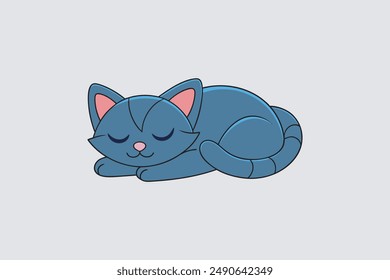 Adorable vector artwork of a sleeping cat, perfect for digital products and graphic design projects.