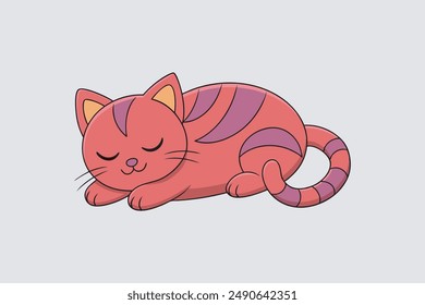 Adorable vector artwork of a sleeping cat, perfect for digital products and graphic design projects.