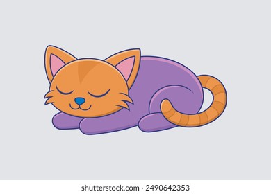 Adorable vector artwork of a sleeping cat, perfect for digital products and graphic design projects.