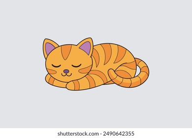 Adorable vector artwork of a sleeping cat, perfect for digital products and graphic design projects.