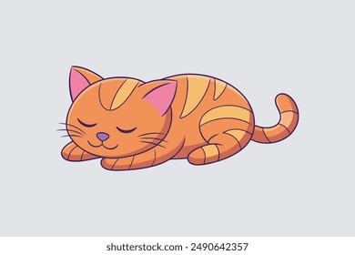 Adorable obra de arte de Vector de un gato dormido, perfecto para productos digitales y proyectos de Diseño gráfico.