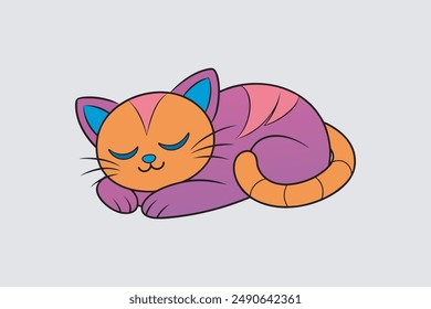 Adorable vector artwork of a sleeping cat, perfect for digital products and graphic design projects.