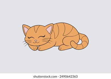 Adorable vector artwork of a sleeping cat, perfect for digital products and graphic design projects.