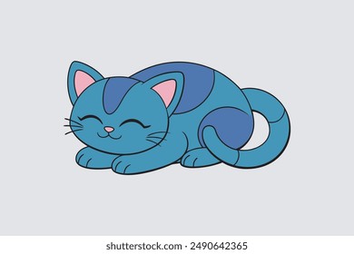 Adorable vector artwork of a sleeping cat, perfect for digital products and graphic design projects.