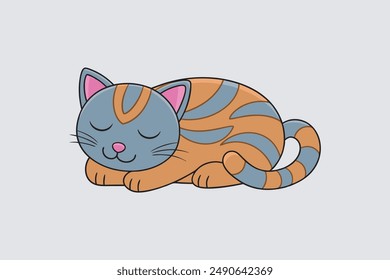 Adorable vector artwork of a sleeping cat, perfect for digital products and graphic design projects.