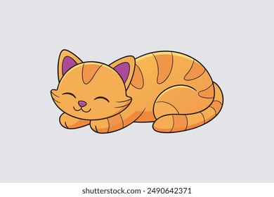 Adorable vector artwork of a sleeping cat, perfect for digital products and graphic design projects.