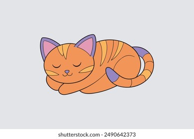 Adorable vector artwork of a sleeping cat, perfect for digital products and graphic design projects.