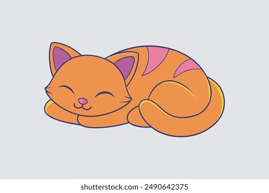 Adorable vector artwork of a sleeping cat, perfect for digital products and graphic design projects.