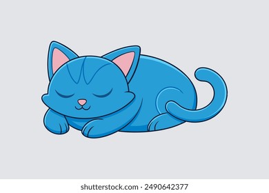 Adorable vector artwork of a sleeping cat, perfect for digital products and graphic design projects.