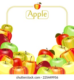 Adorable vector autumn card with apples of different varieties