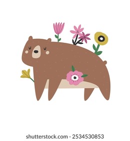 Adorable Vector Bear. Cute Woodland Wildlife Illustration for Design and Art.