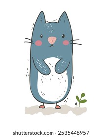 Adorable vector of a blue cat character, perfect for kids' products and creative animal branding