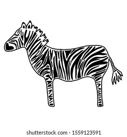 Adorable Vector Cartoon Zebra Clip Art. Safari Animal Icon. Hand Drawn Kawaii Kid Motif Illustration Doodle in Flat Color. Isolated Baby, Nursery and Childhood Character. 