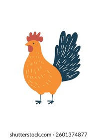 Adorable vector chicken with rounded shapes
