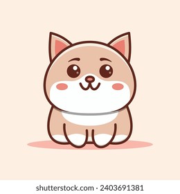 Adorable Vector Cute Cat Sitting Cartoon Icon Illustration, animal icon concept isolated premium flat style.