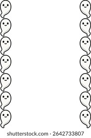 Adorable vector frame with cute smiling ghosts, perfect for Halloween or childrens designs, featuring a minimalist style and a playful mood.