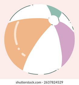 Adorable vector illustration of a bright pink beach ball with a cute bow. Perfect for summer-theme designs, children's products, and playful branding. Fun, vibrant, and ideal for fun-in-the-sun projec