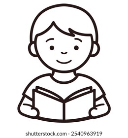 Adorable vector illustration of a child reading a book, perfect for educational designs.