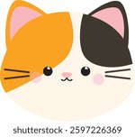 adorable vector illustration of a cute calico cat face with playful details and a charming expression. Perfect for pet-themed designs, children