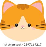 An adorable vector illustration of a cute orange cat face with playful details and a charming expression. Perfect for pet-themed designs, children