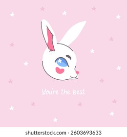 Adorable vector illustration of a cute rabbit designed as a greeting card. Perfect for invitations, prints, holiday cards, and digital designs